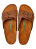 Comfortfusse Leren slippers zandkleurig