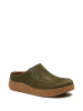 Comfortfusse Leder-Clogs in Oliv