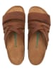 Comfortfusse Leren slippers bruin