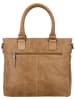 HIDE & STITCHES Leder-Henkeltasche "Porto" in Hellbraun - (B)33 x (H)28 x (T)9 cm