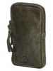 HIDE & STITCHES Leder-Handytasche in Oliv - (B)10 x (H)18 x (T)2,5 cm
