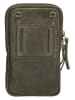 HIDE & STITCHES Leder-Handytasche in Oliv - (B)10 x (H)18 x (T)2,5 cm