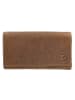 HIDE & STITCHES Leder-Geldbörse in Hellbraun - (B)15,3 x (H)9 x (T)3 cm
