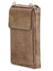 HIDE & STITCHES Leder-Handytasche in Hellbraun - (B)11,5 x (H)19 x (T)3 cm