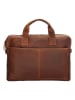 HIDE & STITCHES Leder-Businesstasche in Cognac - (B)42 x (H)33 x (T)6 cm