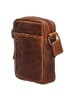 HIDE & STITCHES Leder-Umhängetasche in Cognac - (B)14,5 x (H)18 x (T)5,5 cm