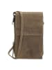 HIDE & STITCHES Leder-Handytasche in Khaki - (B)11 x (H)20 x (T)3 cm