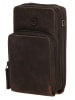 HIDE & STITCHES Leder-Handytasche in Braun - (B)11 x (H)20 x (T)13 cm