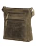 HIDE & STITCHES Leder-Umhängetasche in Oliv - (B)21 x (H)23 x (T)6 cm