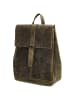 HIDE & STITCHES Leder-Rucksack in Khaki - (B)25,5 x (H)32,5 x (T)12 cm