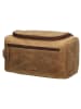 HIDE & STITCHES Leder-Kosmetiktasche in Hellbraun - (B)26 x (H)15 x (T)14,5 cm