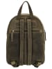 HIDE & STITCHES Leder-Rucksack in Khaki - (B)20,5 x (H)28,5 x (T)11 cm