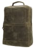 HIDE & STITCHES Leder-Rucksack in Khaki - (B)30 x (H)40 x (T)10 cm