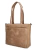 HIDE & STITCHES Leder-Schultertasche in Beige - (B)34 x (H)34 x (T)8 cm