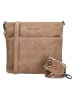 HIDE & STITCHES Leder-Umhängetasche in Beige - (B)26 x (H)25 x (T)4 cm