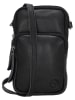 HIDE & STITCHES Leder-Handytasche in Schwarz - (B)10 x (H)17,5 x (T)4 cm