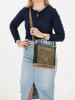 HIDE & STITCHES Leder-Umhängetasche in Khaki/ Schwarz - (B)23 x (H)22 x (T)6 cm