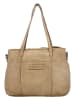 HIDE & STITCHES Leder-Schultertasche in Beige - (B)34 x (H)26 x (T)13 cm