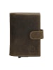 HIDE & STITCHES Leder-Geldbörse in Khaki - (B)8 x (H)10 x (T)2 cm