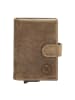 HIDE & STITCHES Leder-Geldbörse in Beige - (B)8 x (H)10 x (T)2 cm