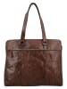HIDE & STITCHES Leder-Schultertasche "Westland" in Dunkelbraun - (B)40 x (H)32 x (T)13,5 cm