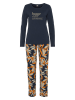 s.Oliver Pyjama in Dunkelblau/ Beige/ Orange