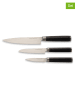 Echtwerk 3tlg. Set: Damast-Messer in Schwarz/ Silber