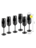 Echtwerk 6-delige set: champagneglazen zwart - 250 ml