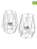 Echtwerk 2-delige set: theelichthouders "Diamant'' zilverkleurig - (H)17 x Ø 9,5 cm