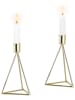Echtwerk 2-delige set: kaarshouders "Diamant" goudkleurig - (B)9,5 x (H)16,5 cm