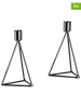 Echtwerk 2er-Set: Kerzenhalter "Diamant" in Schwarz - (B)9,5 x (H)16,5 cm