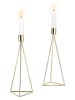 Echtwerk 2-delige set: kaarshouders "Diamant" goudkleurig - (L)24,5 cm