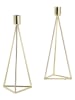 Echtwerk 2-delige set: kaarshouders "Diamant" goudkleurig - (L)24,5 cm