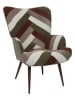 THE HOME DECO FACTORY Fauteuil "Patchwork" in bruin/groen/beige - (B)69 x (H)97 x (D)76 cm