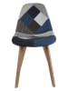 THE HOME DECO FACTORY Eetkamerstoel "Patchwork" blauw/grijs - (B)57,8 x (H)86,5 x (D)47 cm