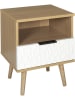 THE HOME DECO FACTORY Stolik nocny "Sven" w kolorze beżowo-białym - 40 x 49 x 35 cm