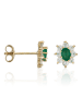 OR ÉCLAT Gold-Ohrstecker "Marguerite Emeraude" mit Edelsteinen