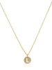 L instant d Or Vergulde zilveren ketting "Lettre l dorée" met gouden hanger - (L)43 cm