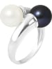 Mitzuko Zilveren ring met zoetwaterkweekparels wit/donkerblauw