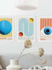 Orangewallz Druki artystyczne (3 szt.) "Bauhaus - retro" w ramce