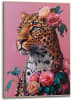 Orangewallz Gerahmter Kunstdruck "Floral Fashion Leopard Pink"