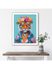 Orangewallz Druk artystyczny "Flower Tiger Blue" w ramce