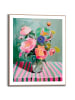 Orangewallz Gerahmter Kunstdruck "Flower Stripes Pink Green"