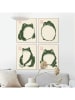Orangewallz 4er-Set: Gerahmte Kunstdrucke ''Japanese Frog''