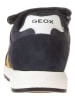 Geox Leder-Sneakers "Alben" in Dunkelblau/ Gelb