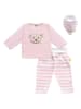Steiff 3tlg. Outfit in Rosa/ Weiß