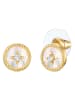 Lulu & Jane Pozłacane kolczyki-wkrętki z masą perłową i cyrkoniami