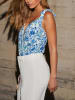 Milan Kiss Top in Weiß/ Blau