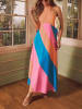 Milan Kiss Kleid in Orange/ Blau/ Pink