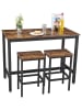 Songmics 3-delige set: bartafel met krukken bruin/zwart